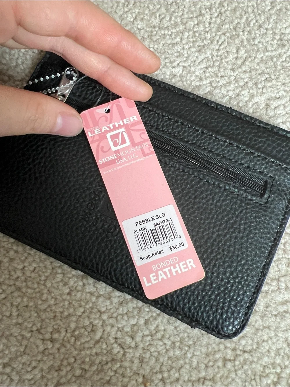 Stone Mountain Accessories Black Pebbled Leather Card & Key Holder